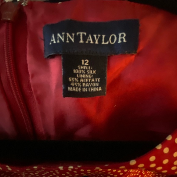NWOT Ann Taylor Red and White Silk Polka Dot Mini Dress - Picture 2 of 5